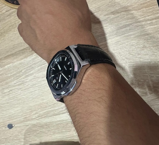POEDAGAR Men's Watch – Quartz, Black Dial, Leather Strap