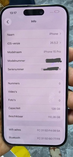 iPhone 15 Pro 128GB – Titane naturel – Batterie à 86 %
